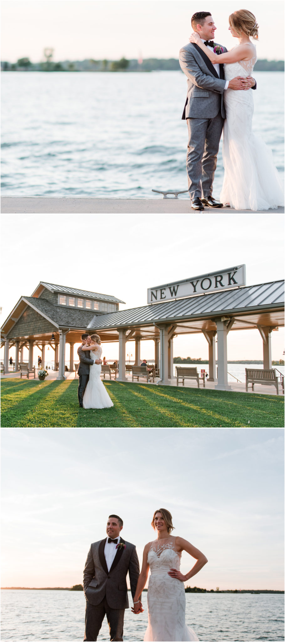 1000 Islands Harbor Hotel Wedding in Clayton, New York Bride & Groom Sunset Photos