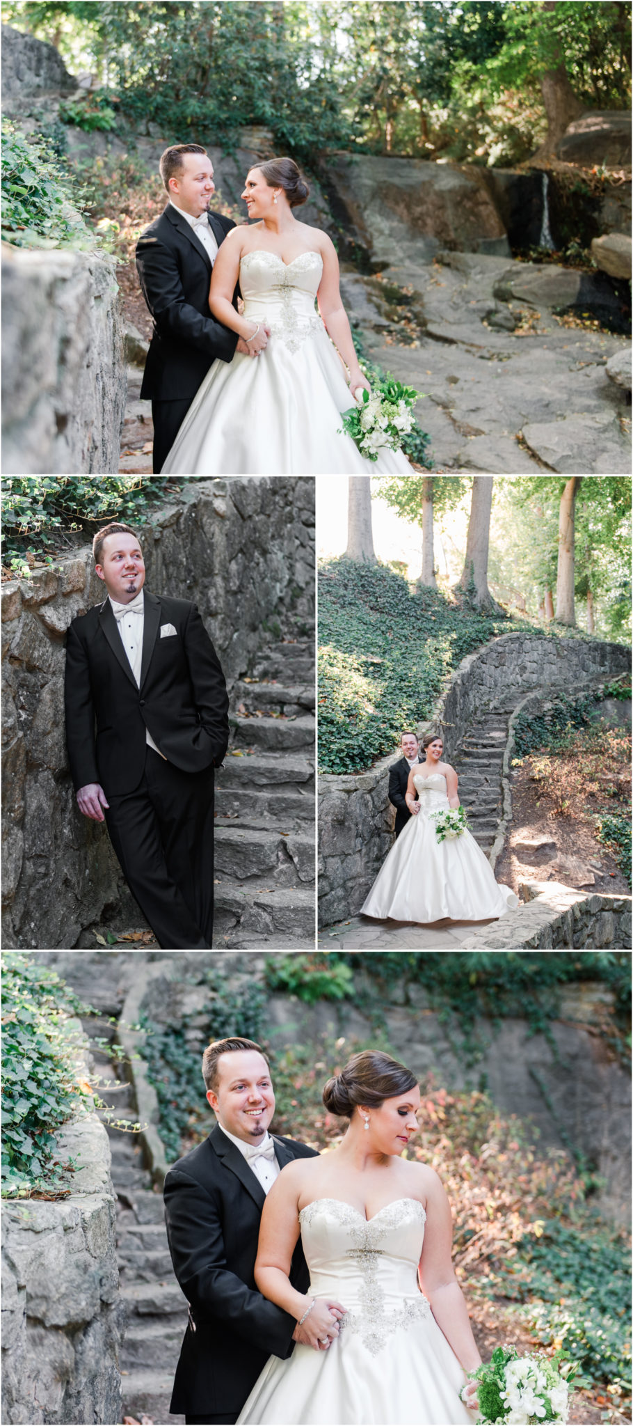 A Greenville South Carolina Commerce Club Wedding Bride and Groom Falls Park Photos