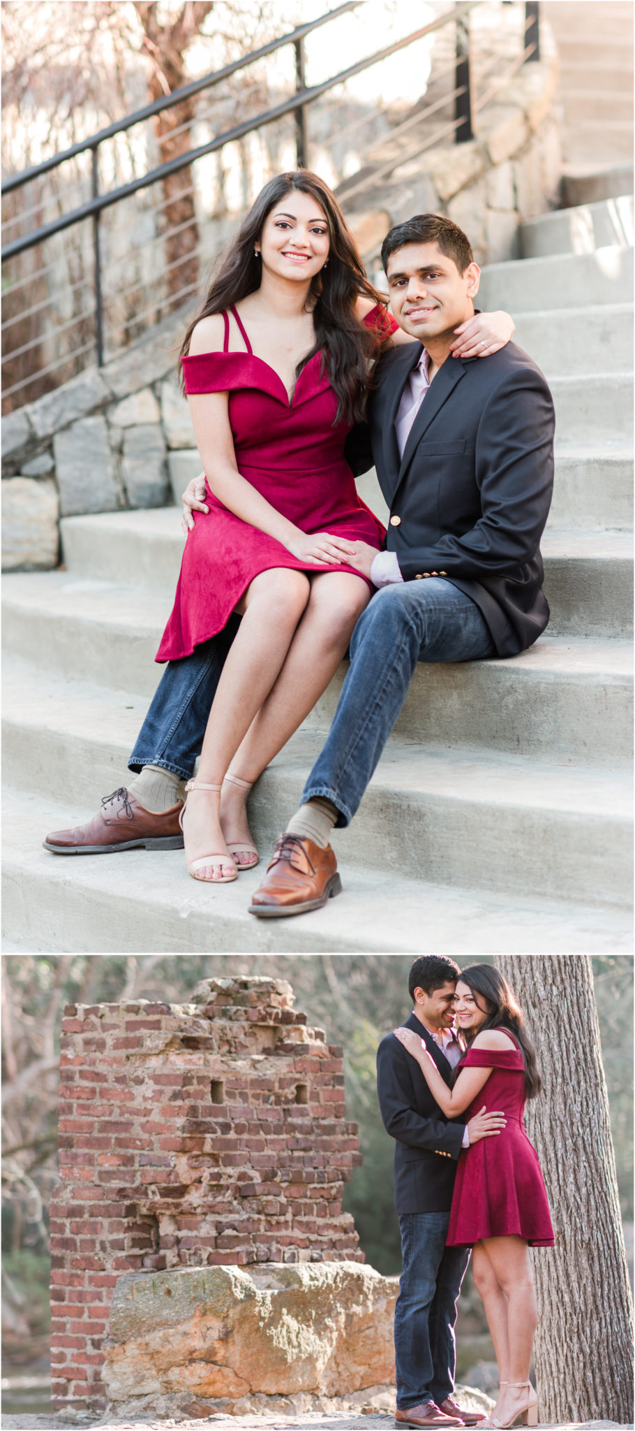 Downtown Greenville SC Engagement Session in Falls Park