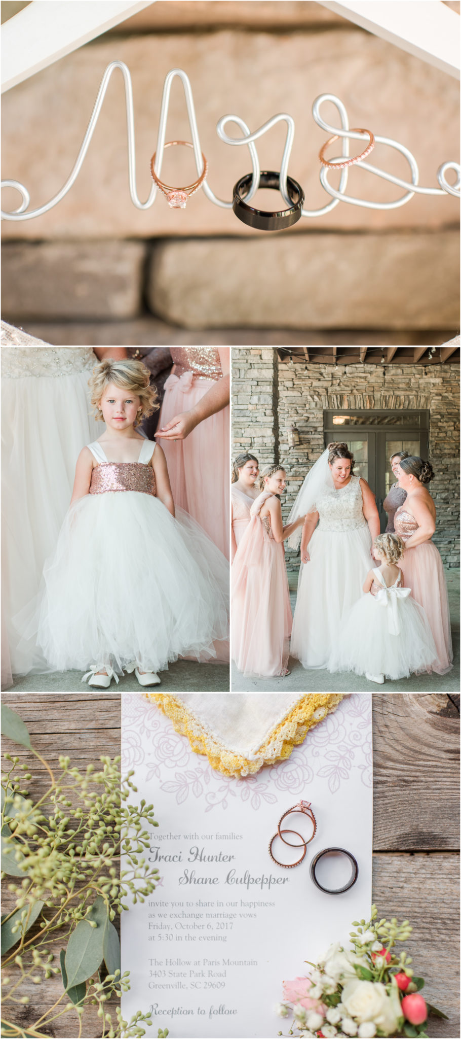 A blush colored Fall Hollow at Paris Mountain wedding in Greenville, SC