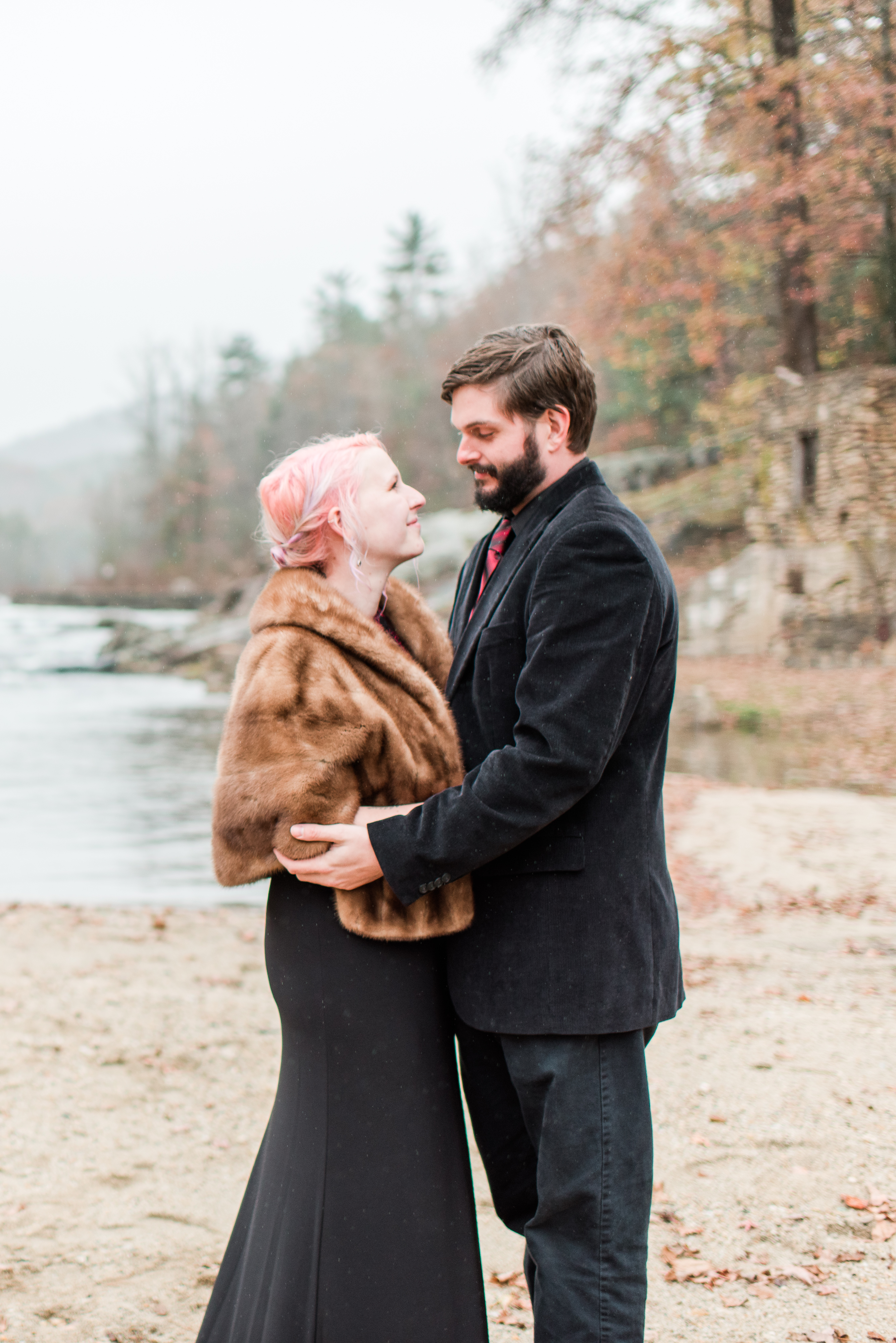 Fall Brown Mountain Beach Resort Engagement Session in Collettsville, North Carolina