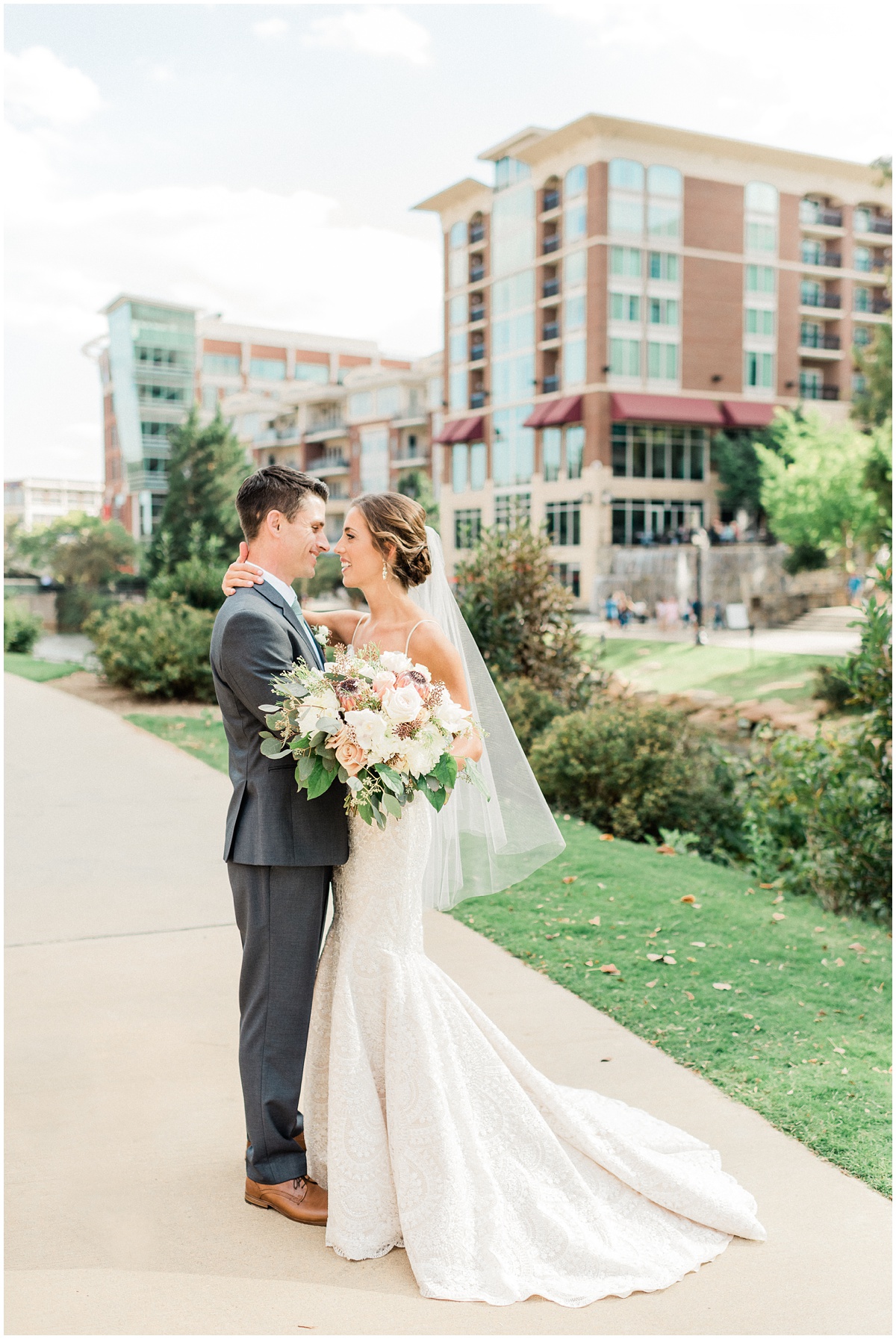 Larkins downtown Greenville wedding | Bride and Groom photos